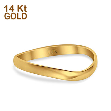 14K Yellow Gold Thumb Curve Band Solid Wedding Engagement Ring Size 7